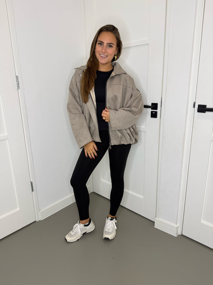 Bomber suede beige