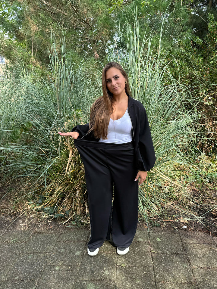 Black striped jogger set